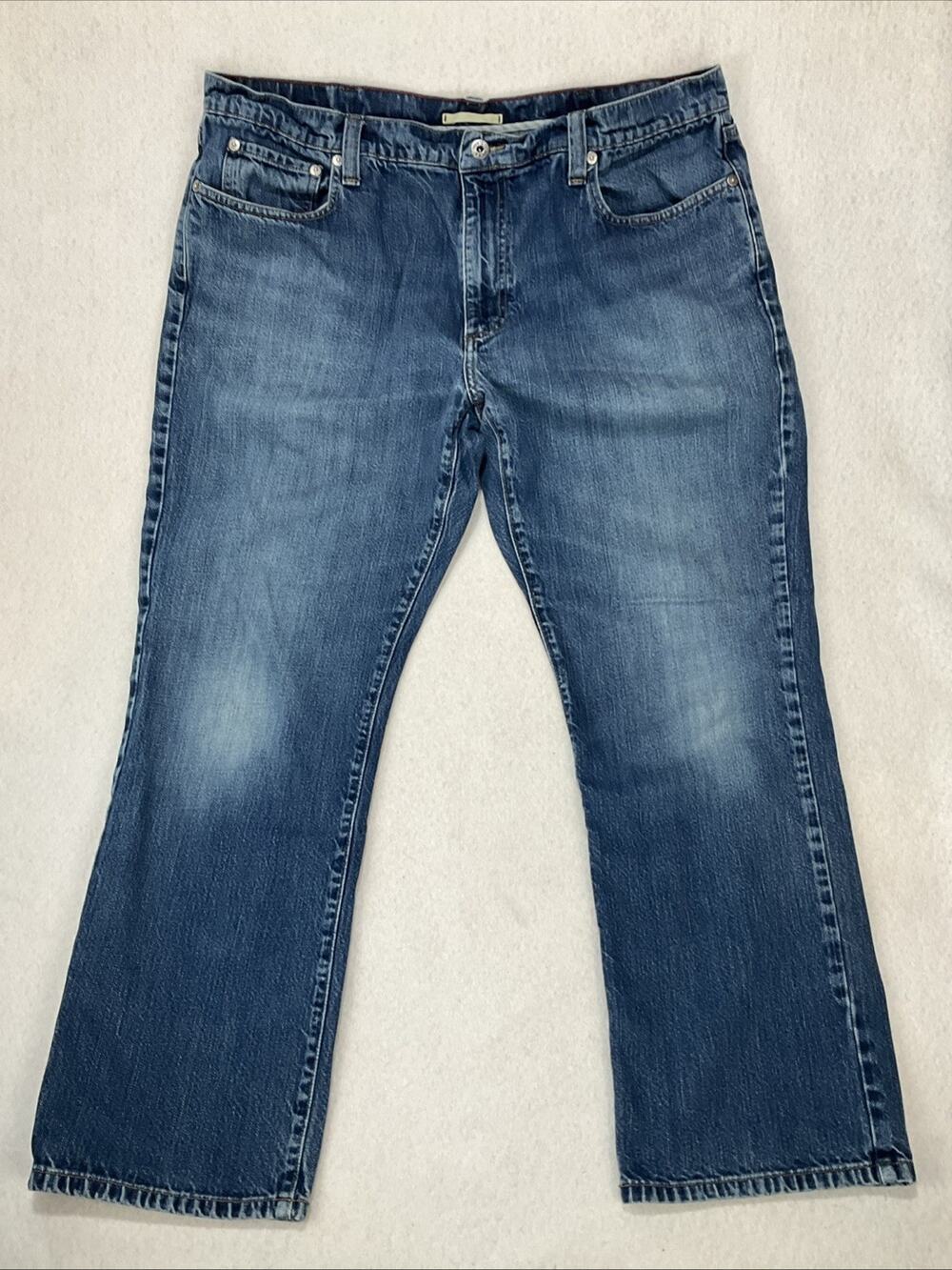 LL Bean Jeans Mens 40x28 Blue Standard Fit Straight Leg Medium Wash Denim Fading